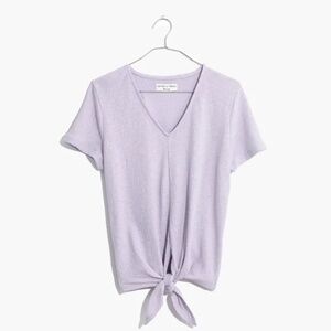Madewell Short Sleeve Tie-Front Top - Soft Lavender 100% Cotton